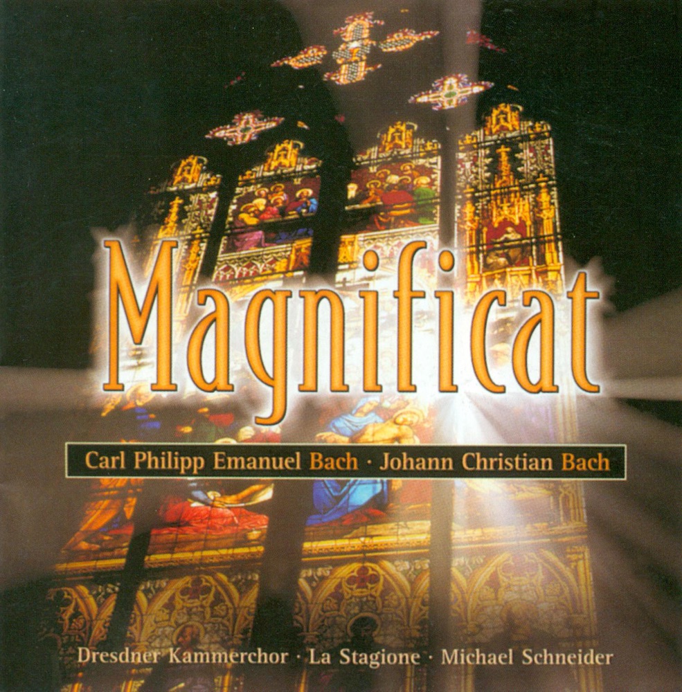 Обложка альбома «Bach, C.P.E.: Magnificat - Bach, J.C.: Tantum Ergo» — Ruth Sandhoff, Andreas Karasiak, Dresden Chamber Choir, Michael Schneider, Gotthold Schwarz, La Stagione Frankfurt & Elisabeth Scholl
