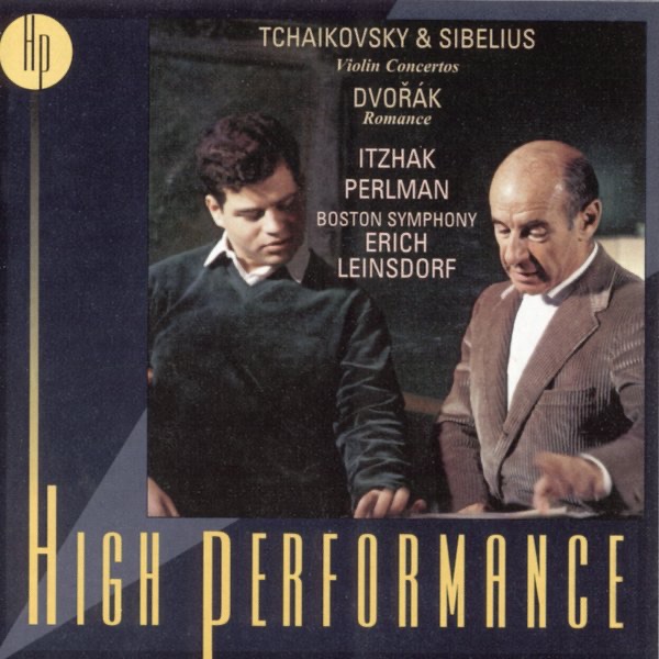 Tchaikovsky & Sibelius Violin Concertos, Dvorák: Romance by Itzhak Perlman, Erich Leinsdorf & Boston Symphony Orchestra album cover