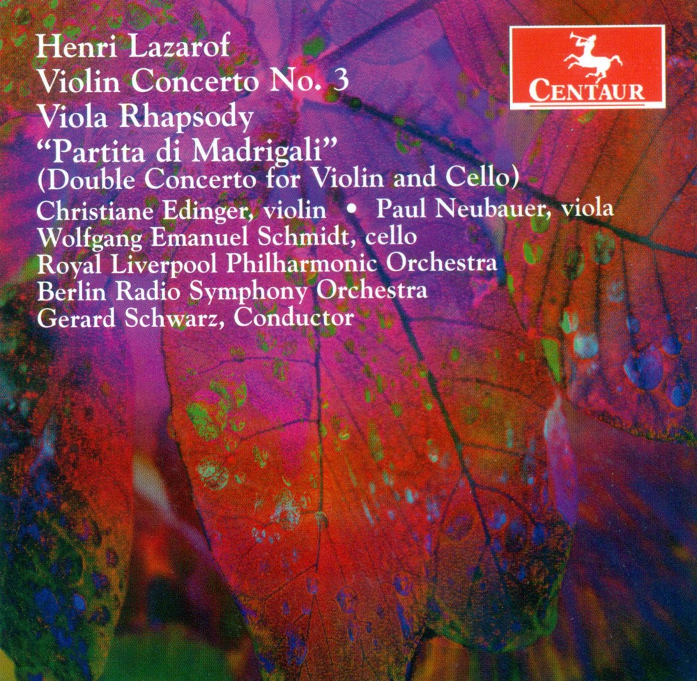 Обложка альбома «Lazarof, H.: Violin Concerto - Viola Rhapsody - Partita Di Madrigali» — Christiane Edinger, Rundfunk-Sinfonieorchester Berlin, Gerard Schwarz, Royal Liverpool Philharmonic Orchestra, Paul Neubauer & Wolfgang Schmidt