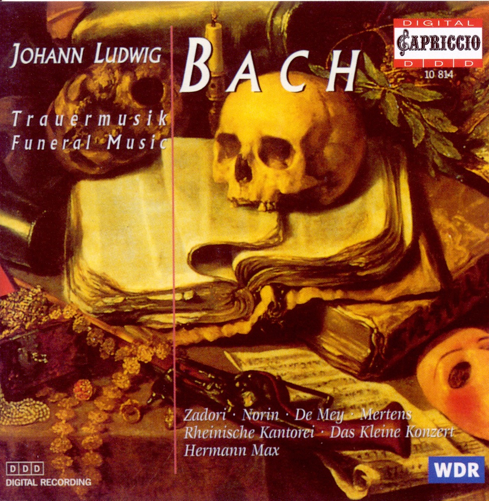 Обложка альбома «Bach, J.L.: Funeral Music» — Klaus Mertens, Maria Zadori, Guy De Mey, Rheinische Kantorei, Hermann Max & Lena Susanne Norin