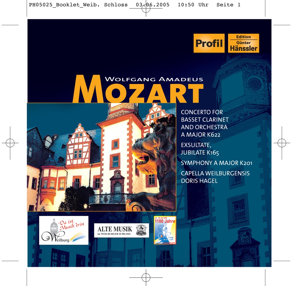 Обложка альбома «Mozart: Clarinet Concerto - Exsultate, Jubilate - Symphony No. 29» — Capella Weiburgensis, Doris Hagel & Gili Rinot