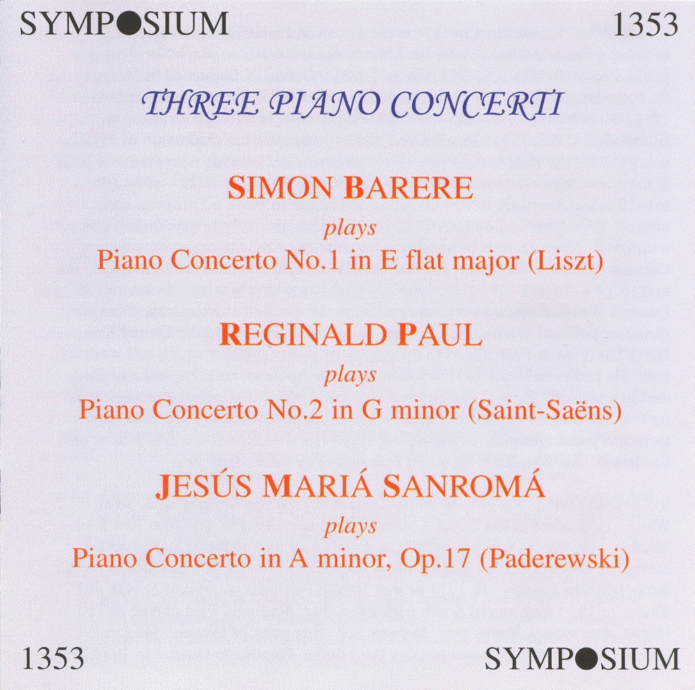 Обложка альбома «Three Piano Concerti (1930, 1946)» — Simon Barere, Studio Orchestra, David Broekman, Stanley Chapple, Metropolitan Symphony Orchestra, Reginald Paul, Arthur Fiedler, Jesús Maria Sanromá & The Boston Promenade Orchestra