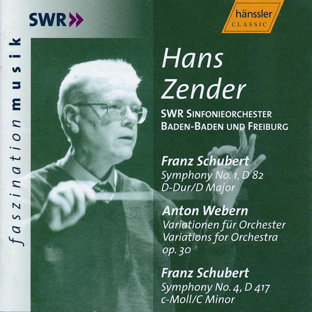 Обложка альбома «Schubert: Symphonies Nos. 1 and No. 4» — Hans Zender & South West German Radio Symphony Orchestra, Baden-Baden
