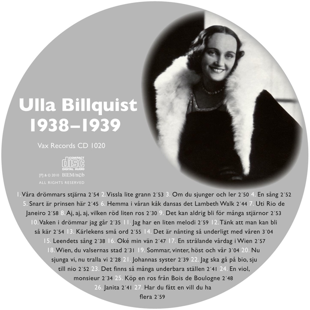 Обложка альбома «Den Kompletta Ulla Billquist 1938-1939» — Ulla Billquist
