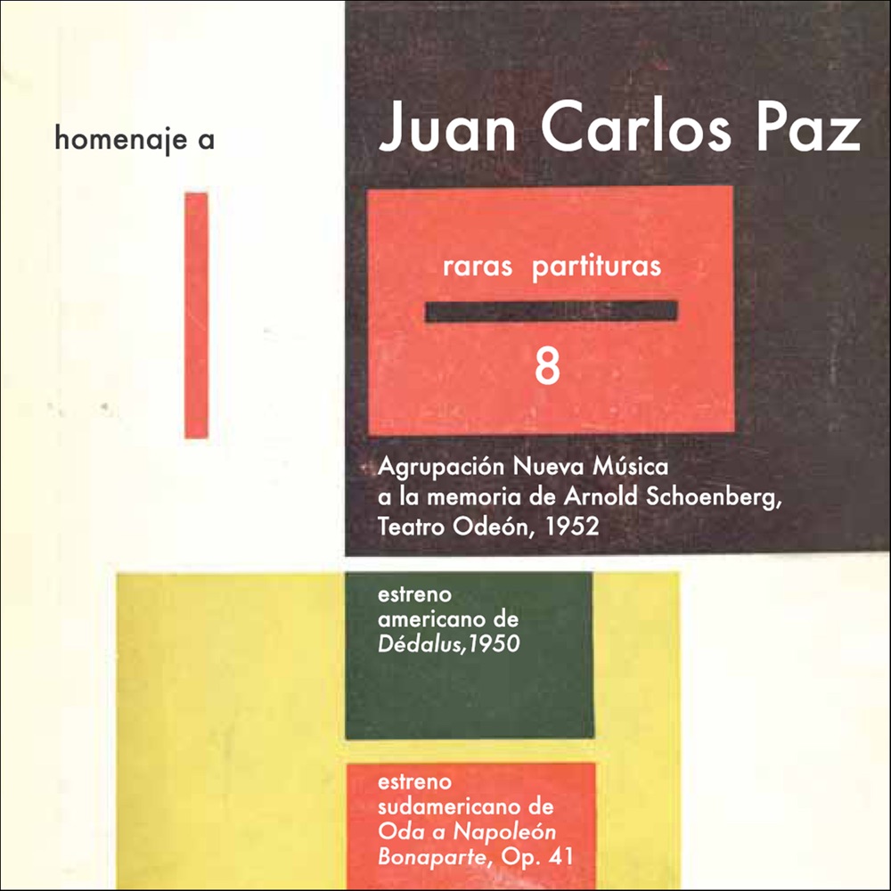Обложка альбома «Raras Partituras 8 - Homenaje a Juan Carlos Paz (feat. Gerardo Levy, Efrain Guigui, Ljerko Spiller, Germán Weil, Orestes Castronuovo, Mary Cherry, Leon Spierer, Hilde Heinitz, Hernán Pinto & Teodoro Fuchs)» — Agrupación Nueva Música & Teodoro Fuchs