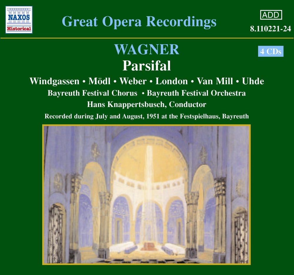 Обложка альбома «Wagner: Parsifal (1951)» — Bayreuth Festival Chorus, Bayreuth Festival Orchestra, George London, Hans Knappertsbusch, Ludwig Weber, Martha Mödl & Wolfgang Windgassen