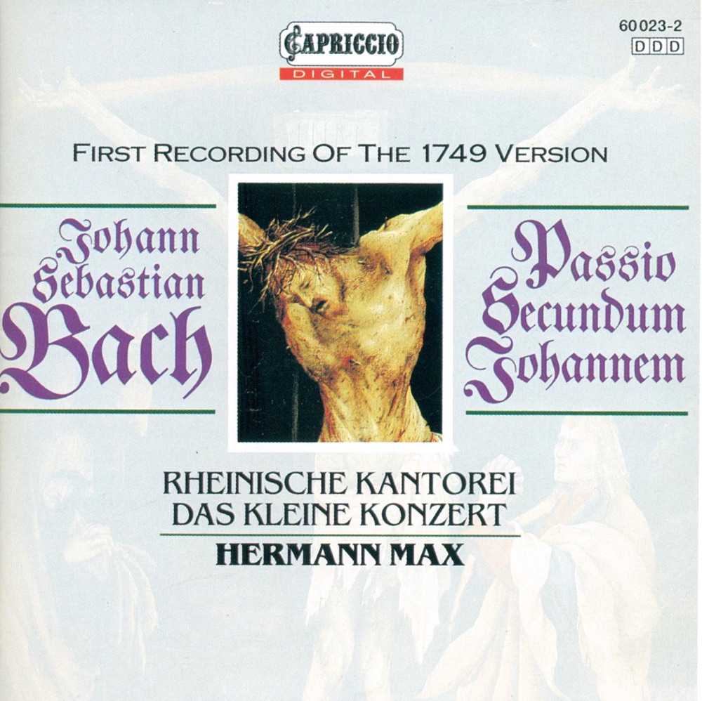 Обложка альбома «Bach: St. John Passion» — Gotthold Schwarz, Markus Brutscher, Hans-Georg Wimmer, Ralf Popken, Rheinische Kantorei, Das Kleine Konzert, Hermann Max & Martina Lins