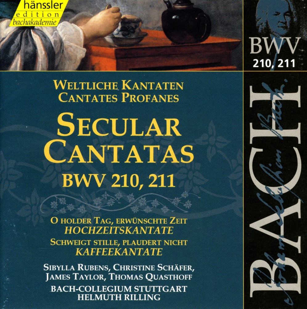 Обложка альбома «Bach, J.S.: Secular Cantatas, Bwv 210-211» — Sibylla Rubens, Helmuth Rilling, Stuttgart Bach Collegium, Christine Schafer, James Taylor & Thomas Quasthoff
