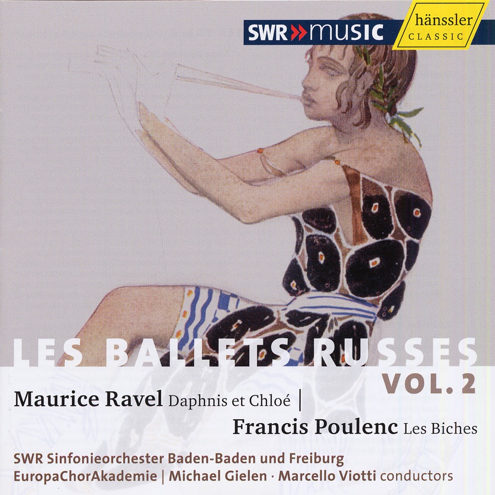 Обложка альбома «Ravel: Daphnis Et Chloe - Poulenc: Les Biches (Les Ballets Russes, Vol. 2)» — South West German Radio Symphony Orchestra, Michael Gielen, Europe Choir Academy & Marcello Viotti