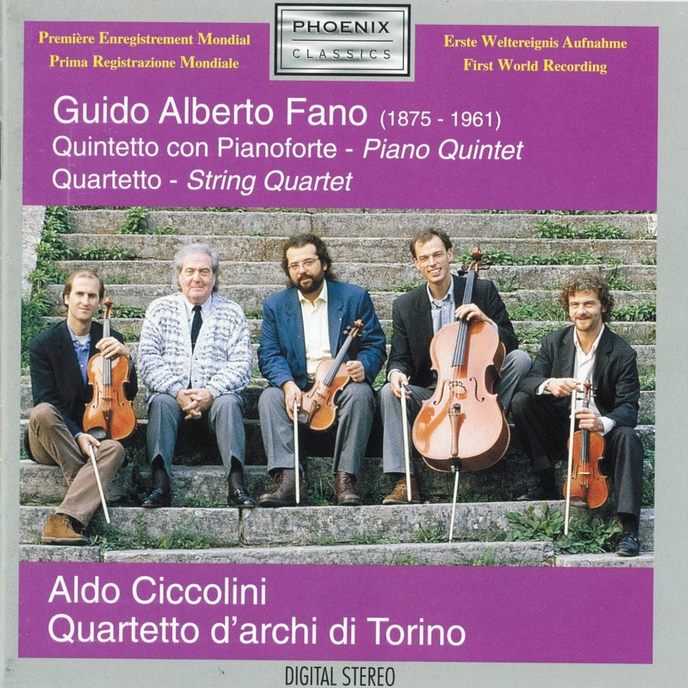 Обложка альбома «Guido Alberto Fano: Piano Quintet - String Quartet» — Aldo Ciccolini & Quartetto D'Archi Di Torino