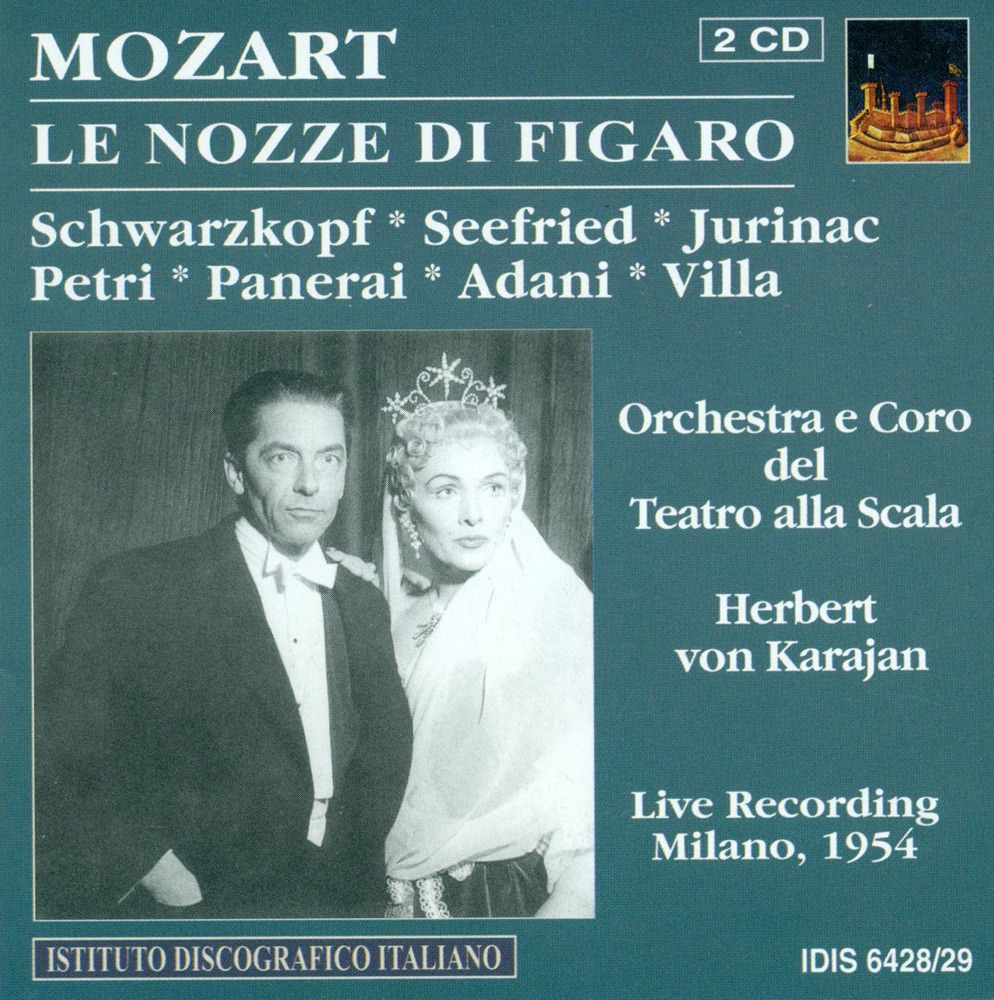 Обложка альбома «Mozart, W.A.: The Marriage of Figaro [Opera] (Karajan) (1954)» — Giuseppe Nessi, Franco Calabrese, Sena Jurinac, Luisa Villa, Irmgard Seefried, Herbert von Karajan, Antonio Pirino, Rolando Panerai, Silvio Maionica, Milan Teatro alla Scala Chorus, Mario Petri, Elisabeth Schwarzkopf, Teatro Alla Scala Orchestra & Mariella Adani