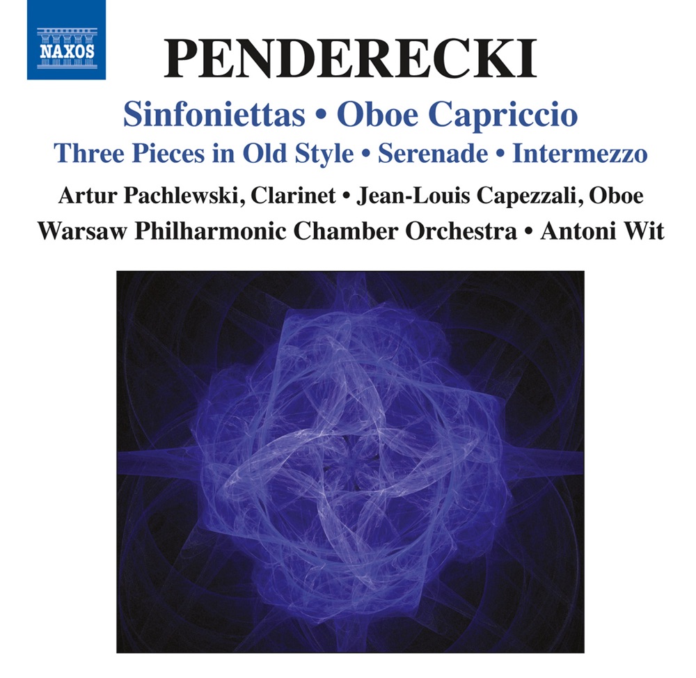 Обложка альбома «Penderecki: Sinfoniettas, Oboe Capriccio» — Antoni Wit, Warsaw Philharmonic Chamber Orchestra, Jean-Louis Capezzali & Artur Pachlewski