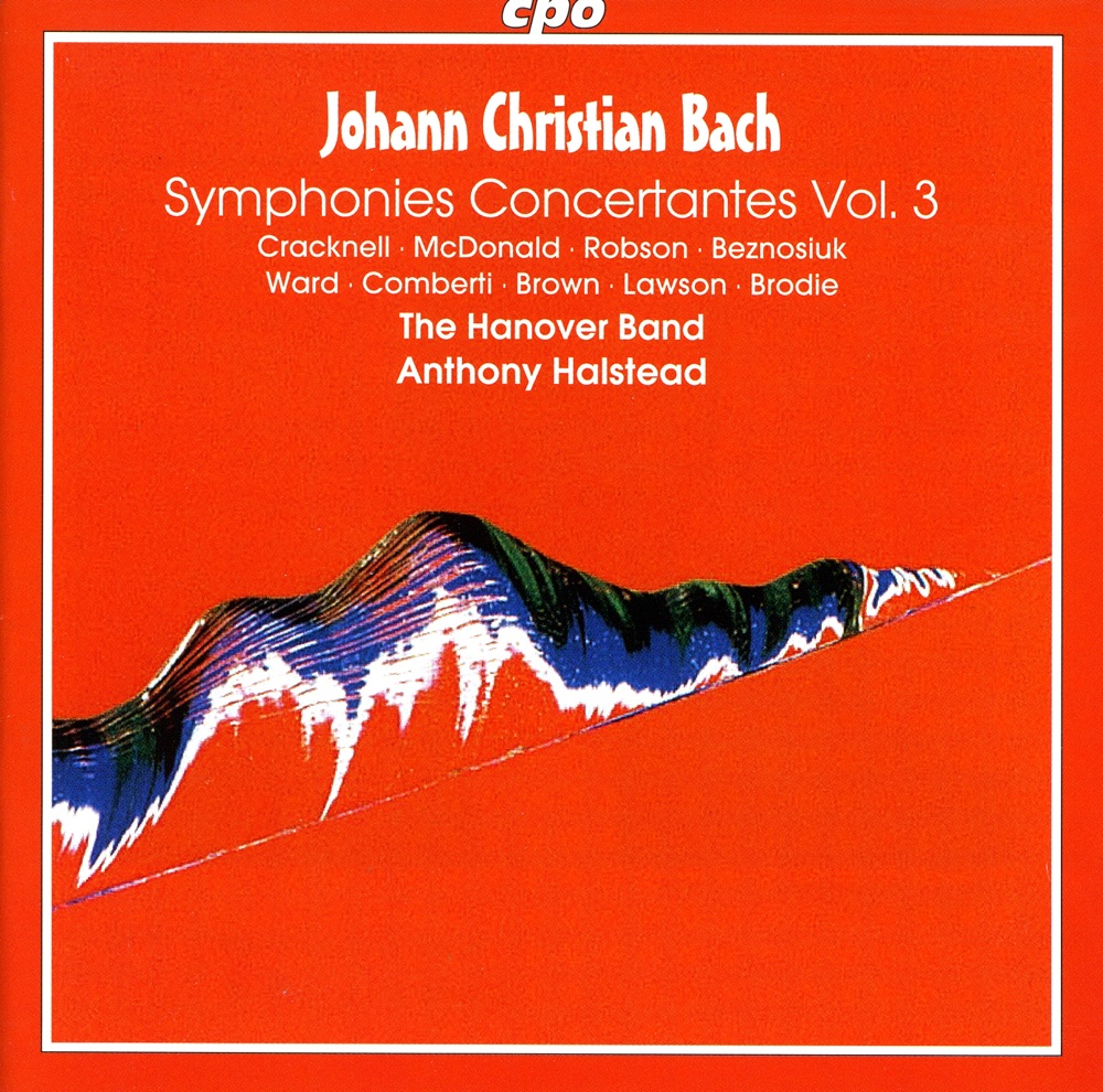 Обложка альбома «Bach, J.C.: Symphonies Concertantes, Vol. 3» — Anna McDonald, Anthony Halstead, Hanover Band, Sebastian Comberti, Rachel Brown, Graham Cracknell, Jeremy Ward, Lisa Beznosiuk, Colin Lawson & Gary Brodie
