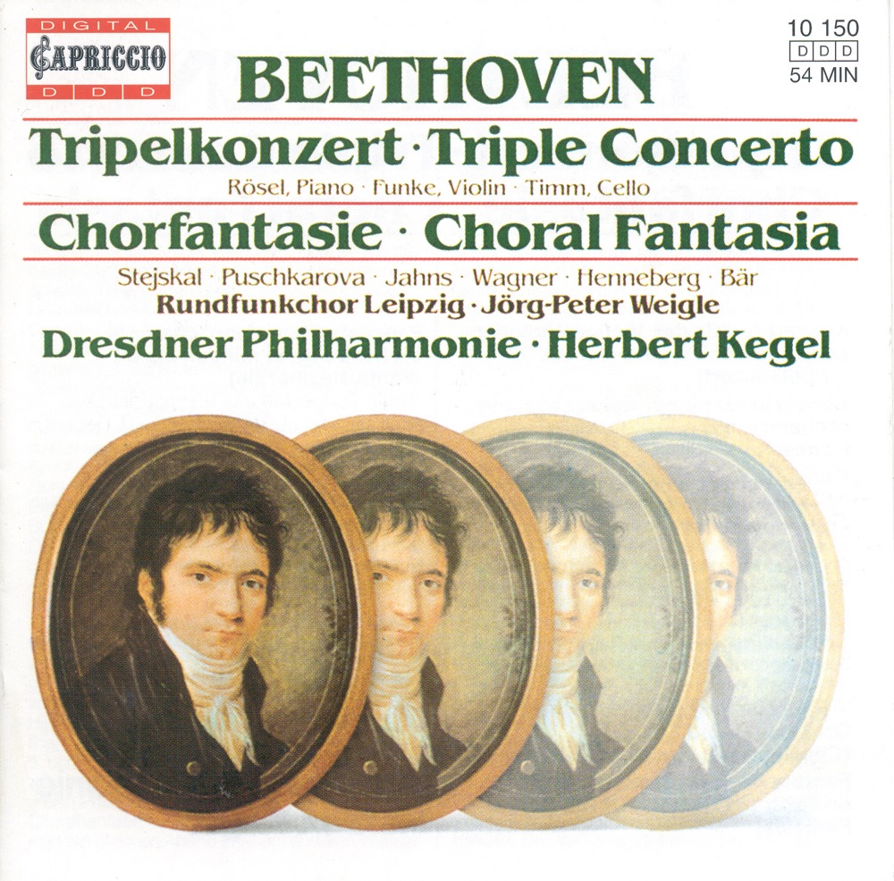 Обложка альбома «Beethoven: Triple Concerto, Choral Fantasy» — Dresden Philharmonic Orchestra, Herbert Kegel, Olaf Bar, MDR Leipzig Radio Choir, Elvira Puschkarova, Annette Jahns & Matthias Henneberg