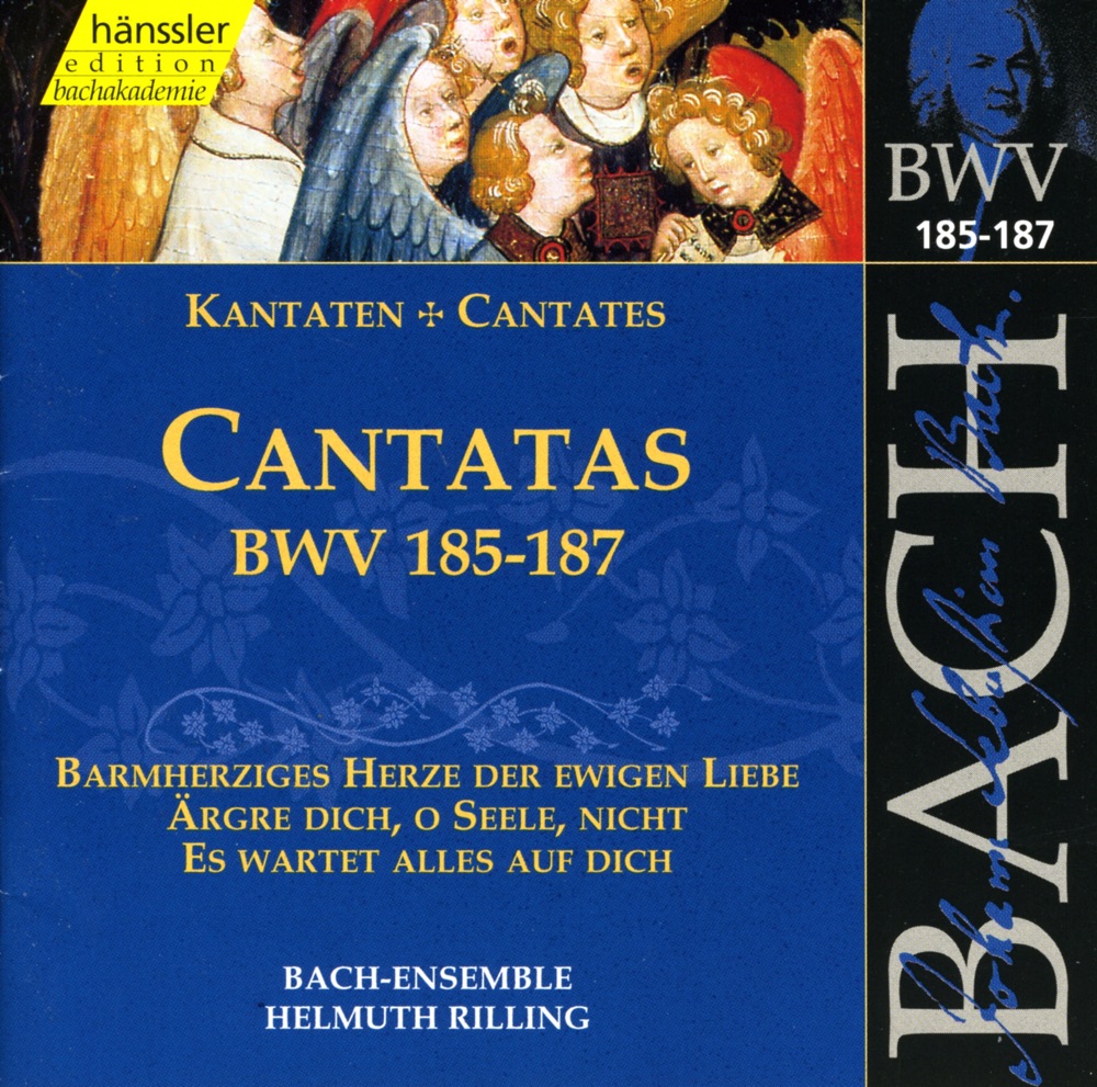 Обложка альбома «Bach, J.S.: Cantatas, Bwv 185-187» — Arleen Auger, Philippe Huttenlocher, Aldo Baldin, Hildegard Laurich, Frankfurt Kantorei, Helmuth Rilling, Stuttgart Bach Collegium, Helen Watts, Kurt Equiluz, Gächinger Kantorei Stuttgart, Wolfgang Schone & Maria Friesenhausen