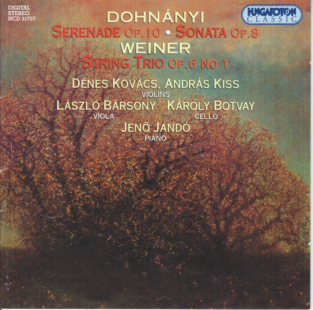 Обложка альбома «Serenade in C major Op.10, Sonata in B flat minor for Cello and Piano Op.8» — Andras Kiss, Dénes Kovács, Karoly Botvay, Jenő Jandó & Laszlo Barsony