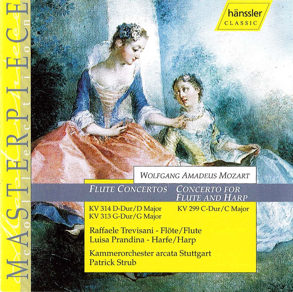 Обложка альбома «Mozart: Flute Concertos Nos. 1 and 2 - Concerto for Flute and Harp» — Raffaele Trevisani, Patrick Strub, Stuttgart Chamber Orchestra & Luisa Prandina
