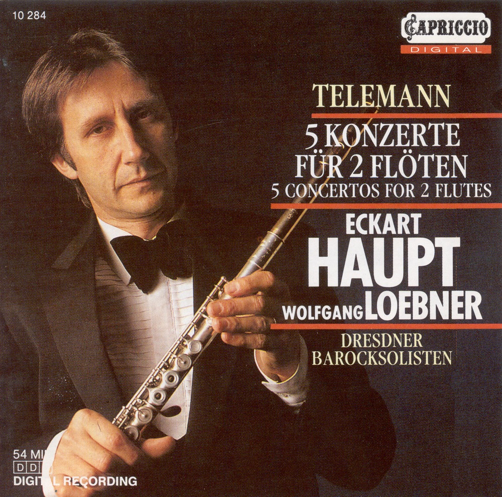 Обложка альбома «Telemann, G.P.: Concertos for 2 Flutes» — Eckart Haupt, Dresden Baroque Soloists, Günter Klier, Wolfgang Loebner & Monika Rost