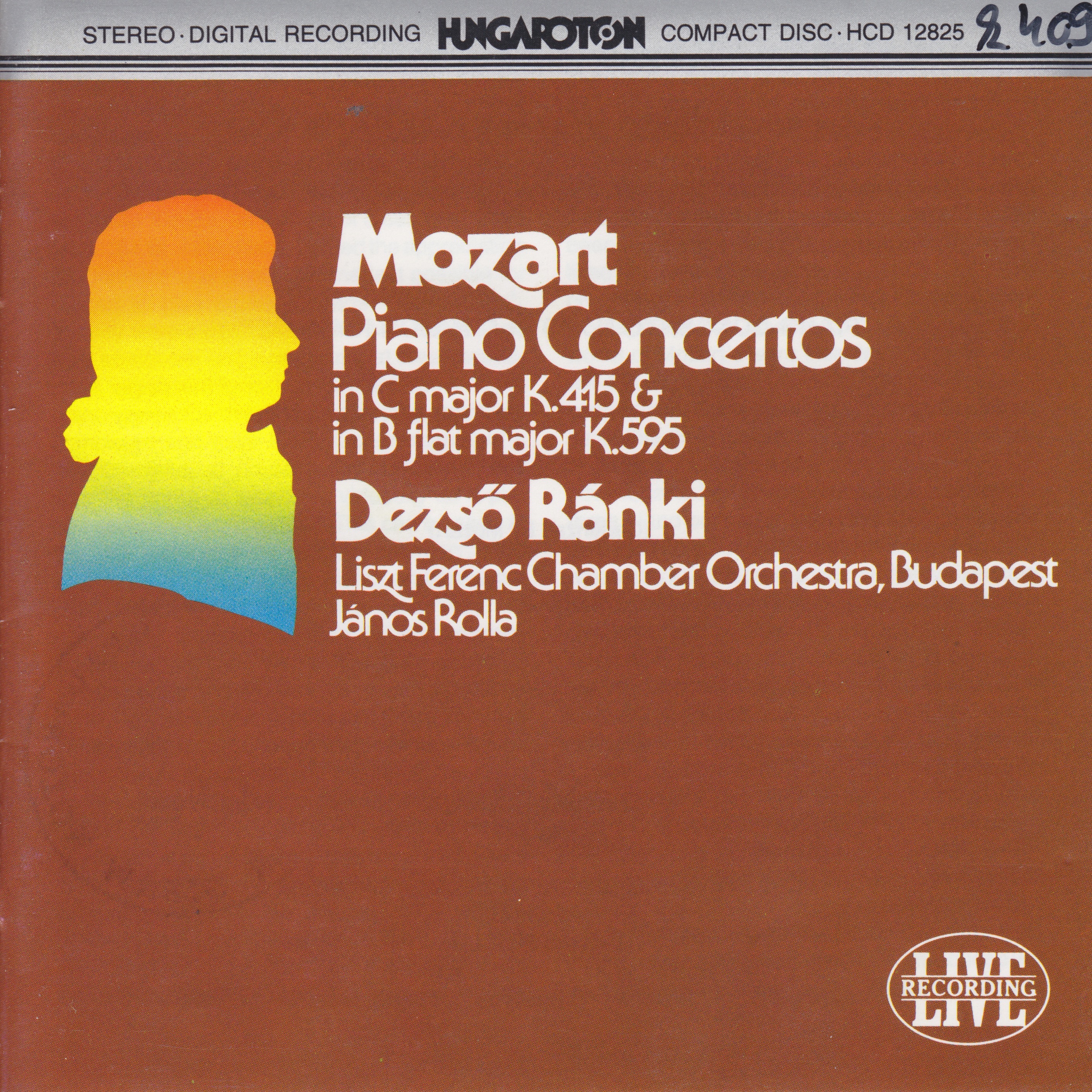 W. A. Mozart: Piano Concertos K.595 and K.415 by Dezsö Ránki, Franz Liszt Chamber Orchestra & János Rolla album cover