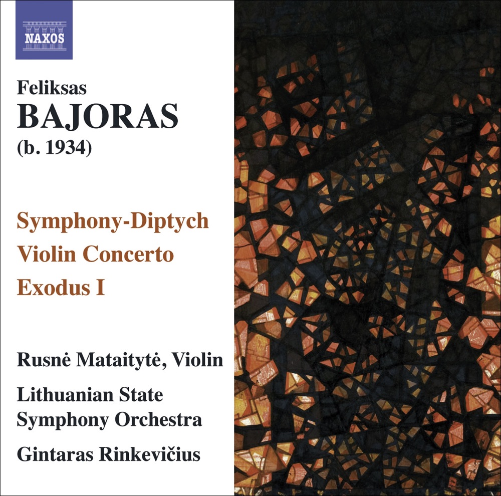 Обложка альбома «Bajoras: Symphony-Diptych, Violin Concerto & Exodus I» — Gintaras Rinkevičius, Lithuanian State Symphony Orchestra & Rusne Mataityte