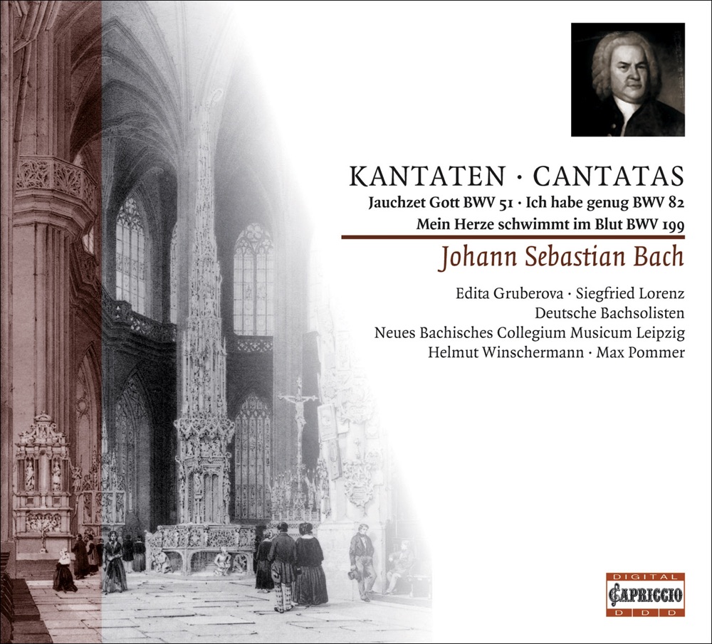 Обложка альбома «Bach, J.S.: Cantatas - Bwv 51, 82, 199» — Edita Gruberová, Helmut Winschermann, Deutschen Bach-Vocalisten, New Bach Collegium Musicum Leipzig, Max Pommer & Siegfried Lorenz