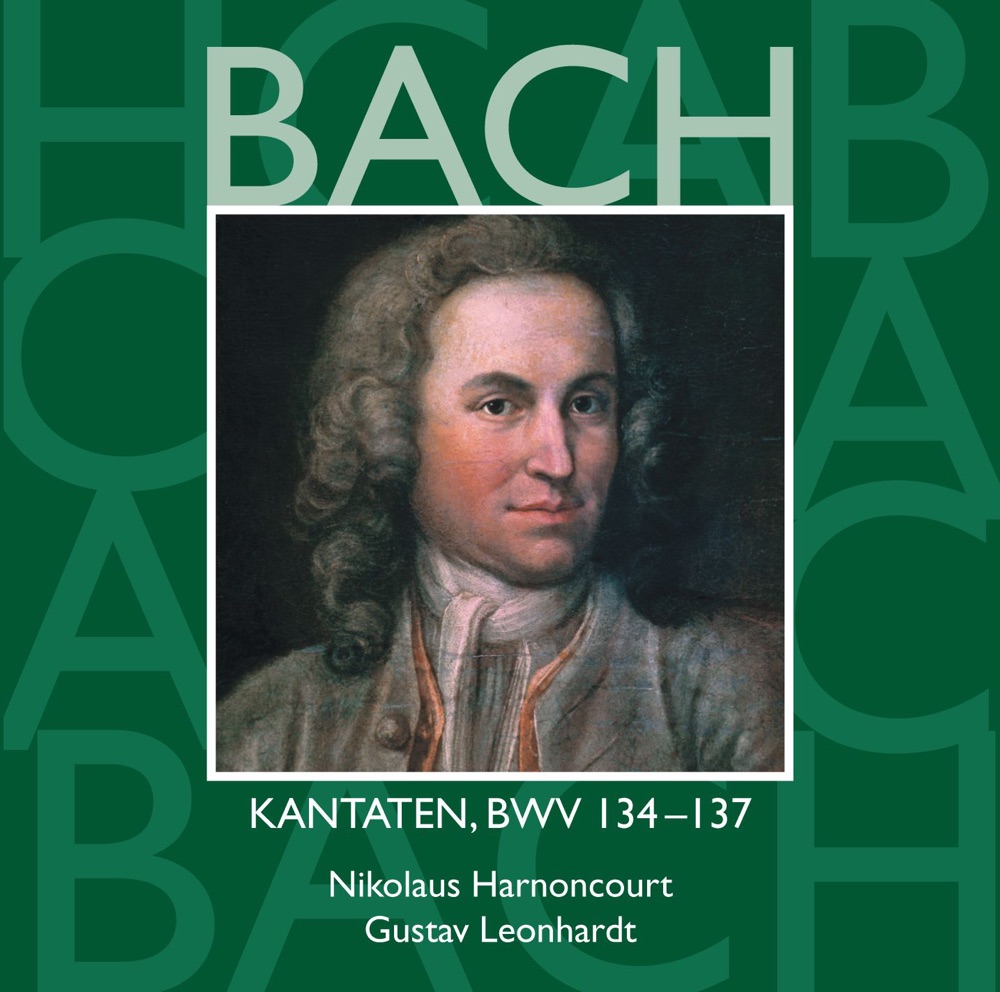 Обложка альбома «Bach, JS: Sacred Cantatas, BWV Nos. 134 - 137» — Alan Bergius, Albert Hartinger, Collegium Vocale Gent, Concentus Musicus Wien, Gerhard Schmidt-Gaden, Gustav Leonhardt, Hanover Boys' Choir, Heinz Hennig, Kurt Equiluz, Leonhardt-Consort, Marius Van Altena, Max van Egmond, Nikolaus Harnoncourt, Philippe Herreweghe, Tölzer Knabenchor & Walter Heldwein