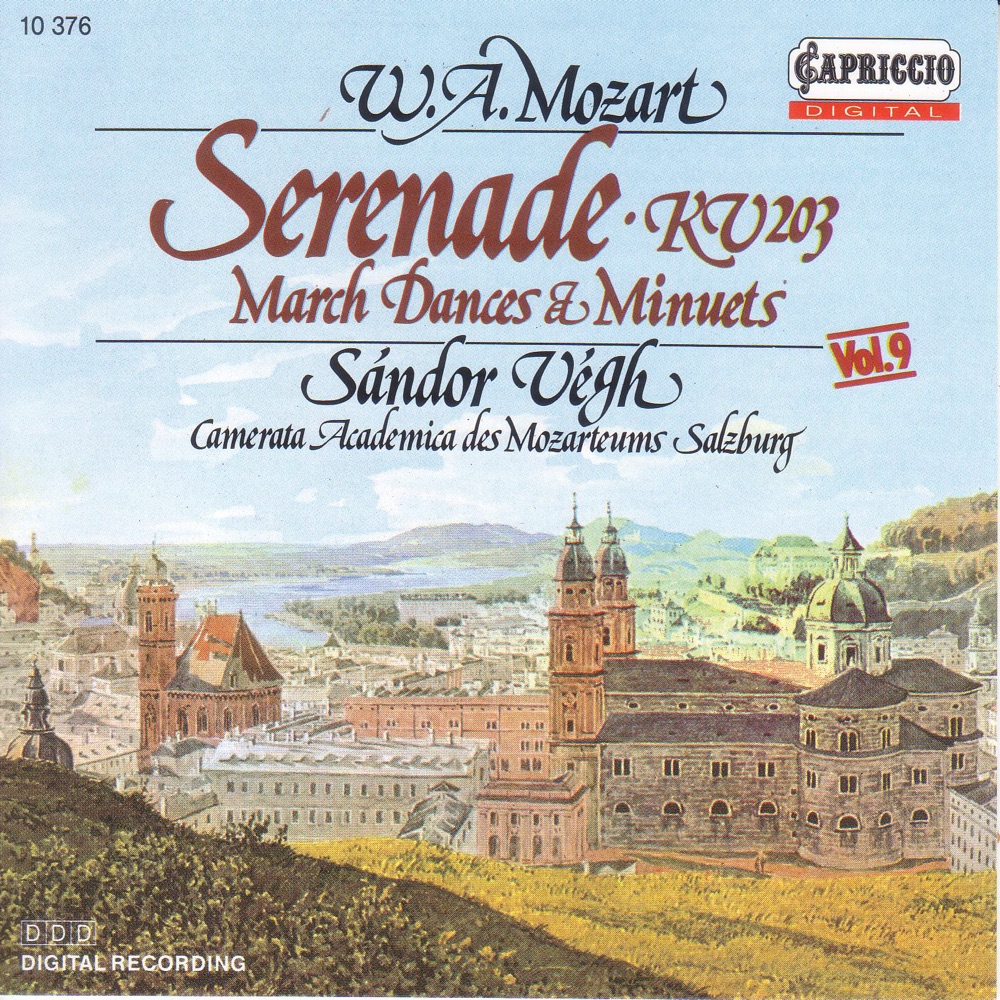 Обложка альбома «Mozart: Serenade No. 4, K. 203 - Contredances - Minuets - German Dances» — Sandor Vegh & Camerata Salzburg