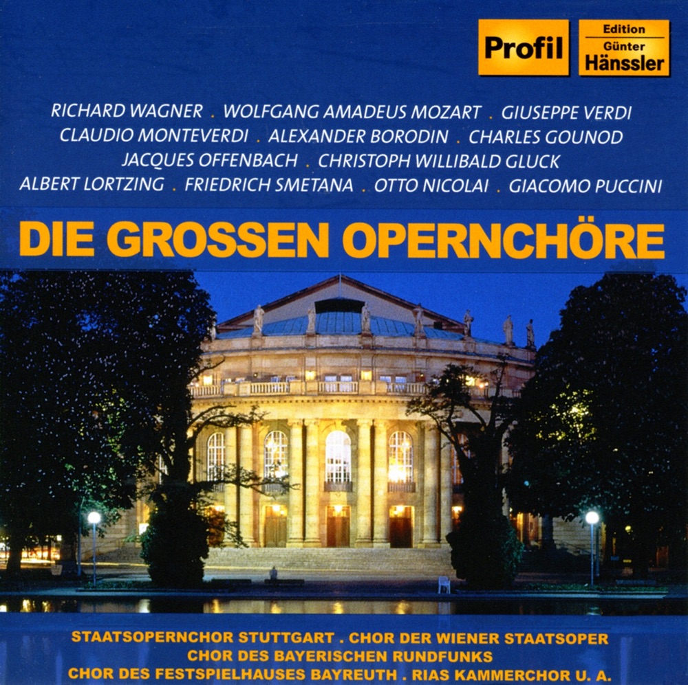 Обложка альбома «Die Grossen Opernchore» — Stuttgart State Opera Chorus, Stuttgart State Orchestra, Peter Schrottner, Ferdinand Leitner, Wurttemberg State Theatre Chorus Stuttgart, Wurttemberg State Theatre Orchestra Stuttgart, Robert Shaw Chorale, Renato Cellini, The RCA Victor Orchestra, Bayreuth Festival Chorus, Joseph Keilberth, Bayreuth Festival Orchestra, Berlin Deutsche Opera Orchestra, RIAS Kammerchor, Richard Kraus, Chorus of the Vienna State Opera, Vienna Philharmonic, Heinrich Hollreiser, Arthur Rother, Munich Philharmonic, Bavarian Radio Chorus, Fritz Lehmann, Bavarian Radio Symphony Orchestra, Kurt Peter Eichhorn, Munich State Opera Chorus, Beniamino Gigli, Philharmonia Chorus, Stanford Robinson & Philharmonic Orchestra