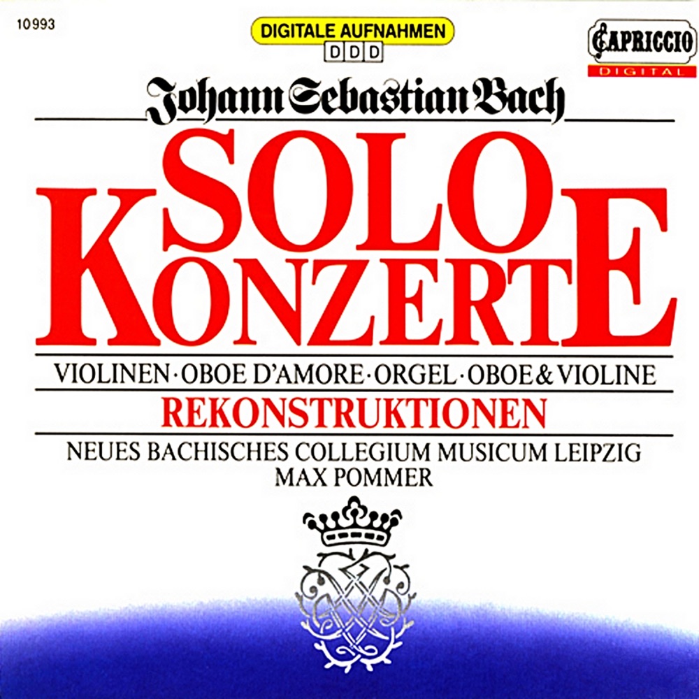 Обложка альбома «Bach: Solo Concertos» — New Bach Collegium Musicum Leipzig, Christine Schornsheim, Max Pommer, Karl Suske, Burkhard Glaetzner, Leipzig Bach Collegium, Roald Reinecke, Eberhard Palm, Fred Roth, Kurt Sandau, Heinz Stiefel & Ludwig Guttler