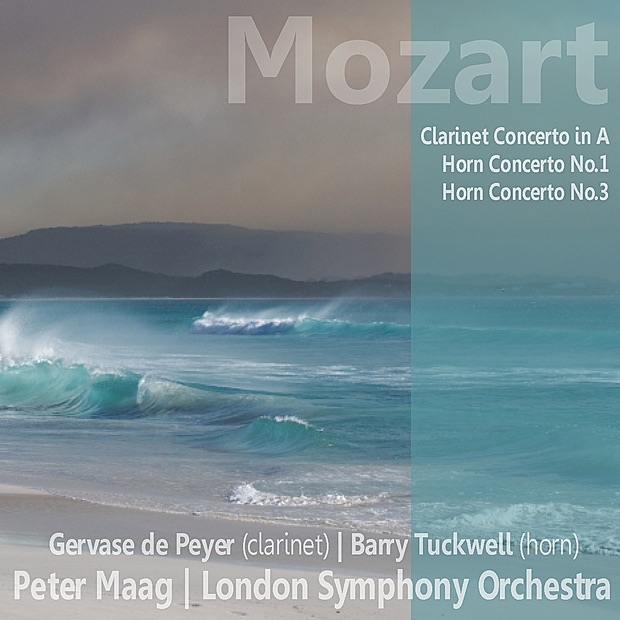 Обложка альбома «Mozart: Clarinet Concerto in A, Horn Concerto No. 1, Horn Concerto No. 3» — London Symphony Orchestra, Peter Maag, Gervase De Peyer & Barry Tuckwell