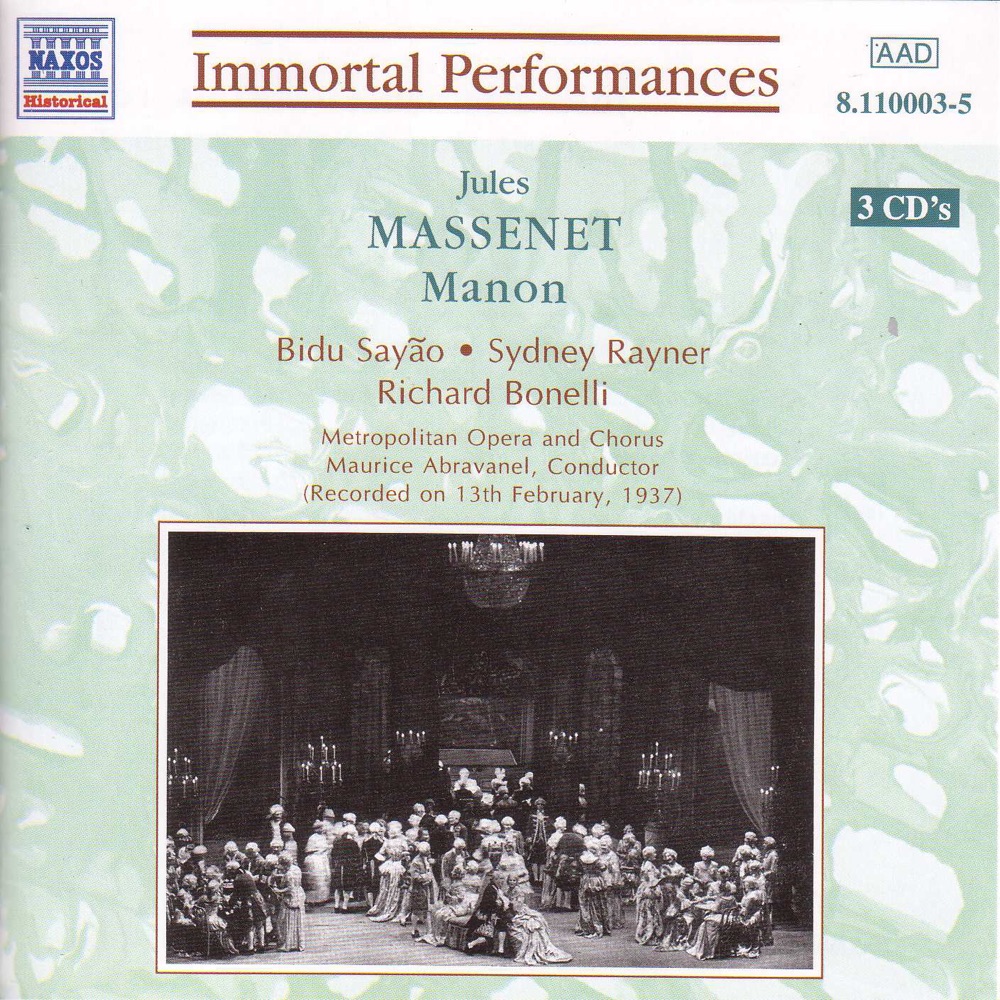 Обложка альбома «Massenet : Manon» — Richard Bonelli & Jan Peerce