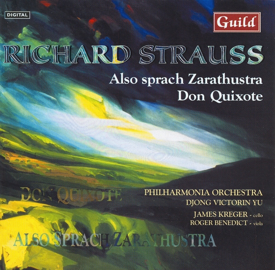 Обложка альбома «Strauss: Also Sprach Zarathustra & Don Quixote» — Philharmonia Orchestra, Djong Victorin Yu, James Kreger & Roger Benedict