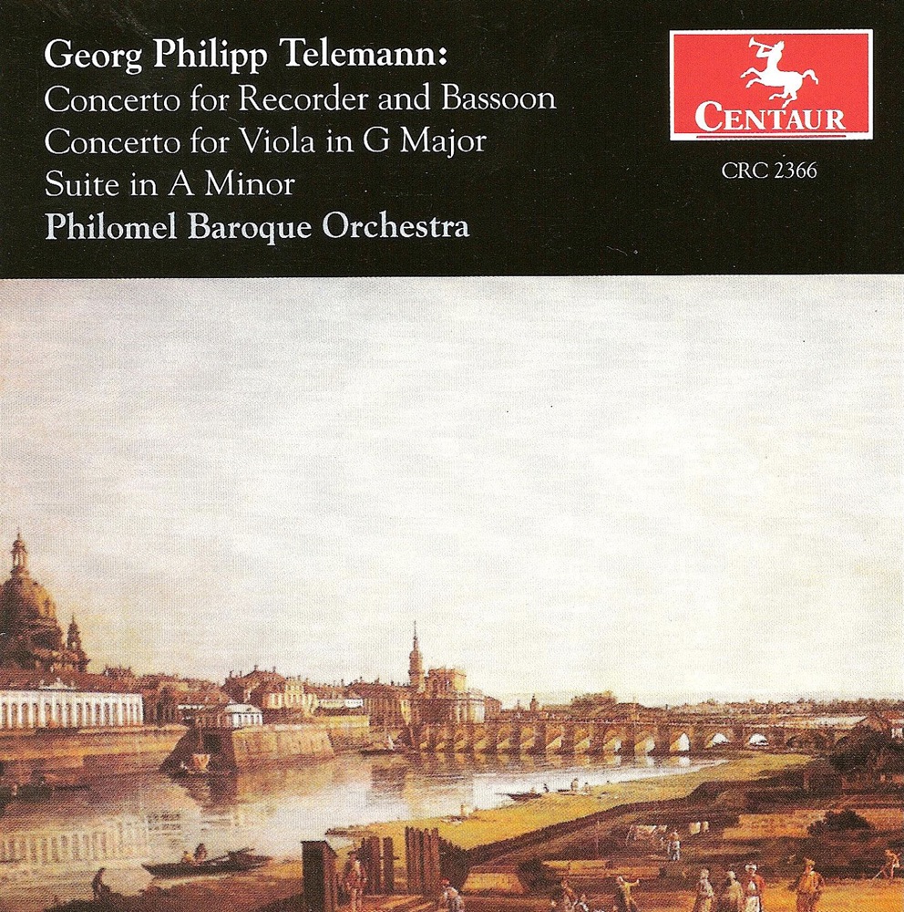 Обложка альбома «Telemann, G.P.: Double Concerto for Recorder and Bassoon, Twv 52:F1 - Viola Concerto, Twv 51:G9» — Philomel Baroque Orchestra, Elissa Berardi, Dennis Godburn & David Miller