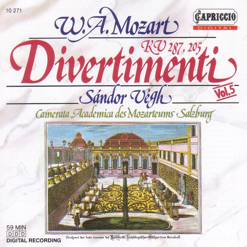 Обложка альбома «Mozart, W.A.: Divertimenti K. 205 and 287» — Camerata Salzburg & Sandor Vegh
