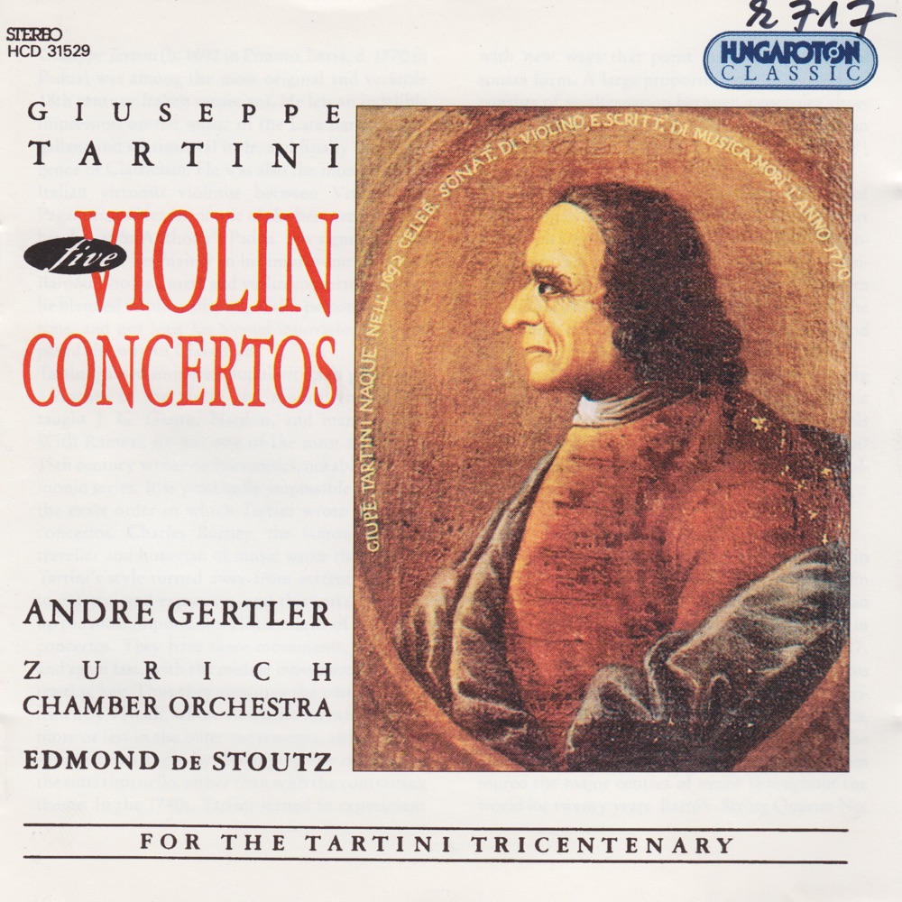 Обложка альбома «5 Violin Concertos» — André Gertler, Zurich Chamber Orchestra & Edmond de Stoutz