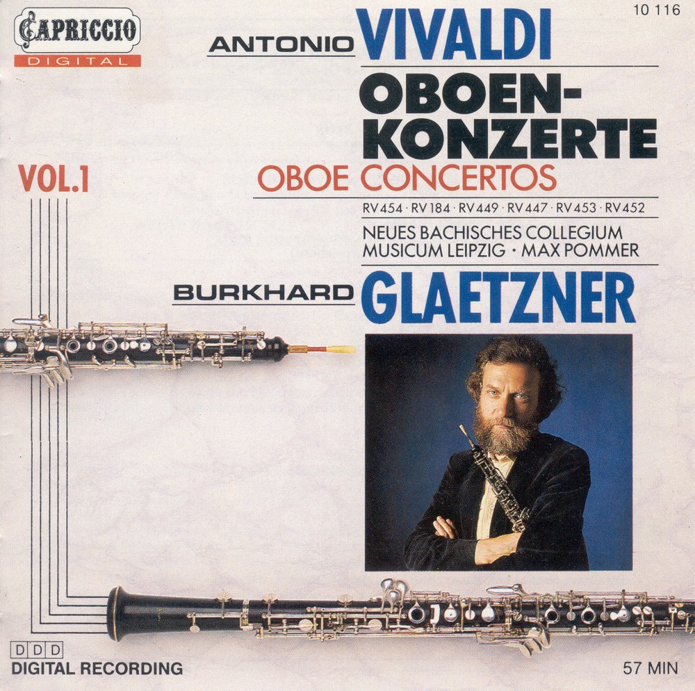 Обложка альбома «Vivaldi, A.: Oboe Concertos, Vol. 1 - Rv 184, 447, 449, 452, 453, 454» — Max Pommer, Christine Schornsheim, Burkhard Glaetzner & New Bach Collegium Musicum Leipzig