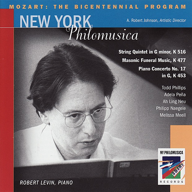 Обложка альбома «Mozart: The Bicentennial Program» — Robert Levin, Todd Phillips, Adela Pena, Ah Ling Neu, Philipp Naegele, Melissa Meell, Paige Brook, Robert Ingliss, Alicia Chapman, David Krakauer, Paul Gallo, Frank Perowsky, David Satz, Michael Finn, Jeffrey Marchand, A. Robert Johnson, Lawrence DiBello, Ellen Payne, Peter Sacco, Leslie Tomkins & Gail Kruvand