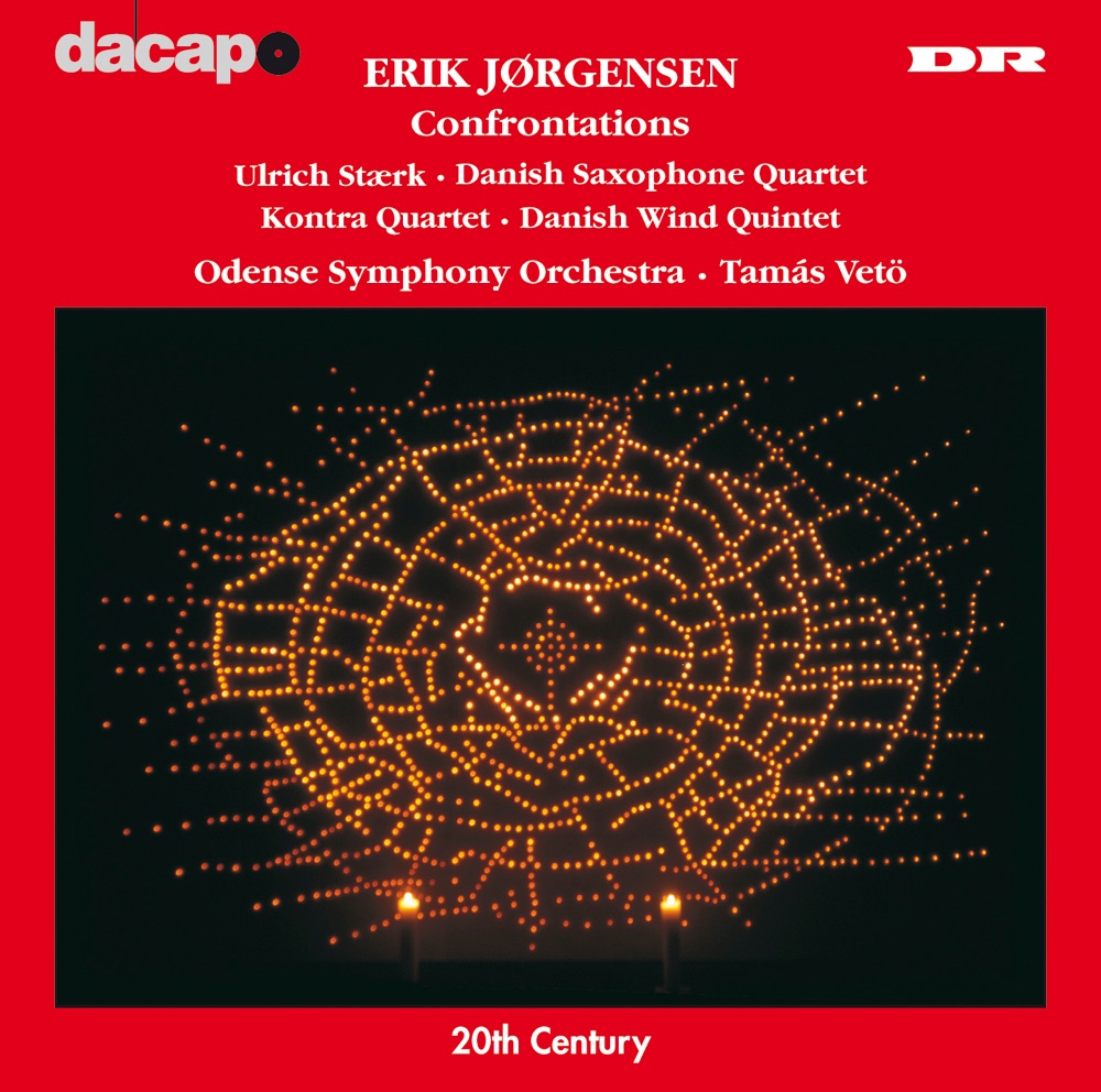 Обложка альбома «Jorgensen : Confrontations» — Tamas Veto, Odense Symphony Orchestra, Ulrich Staerk, Danish Wind Quintet, Kontra Quartet & Danish Saxophone Quartet