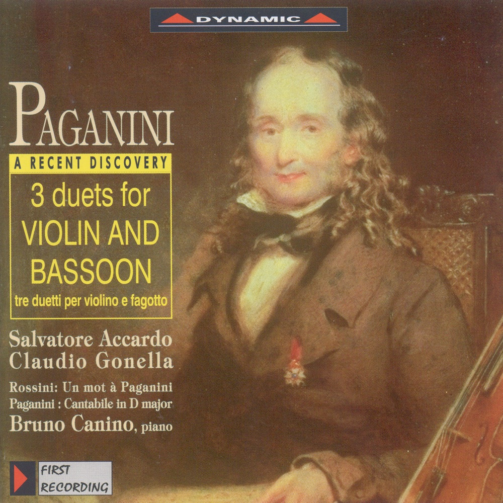 Обложка альбома «Paganini: Duets for Violin and Bassoon & Cantabile in D Major - Rossini: Un Mot a Paganini» — Claudio Gonella, Salvatore Accardo & Bruno Canino
