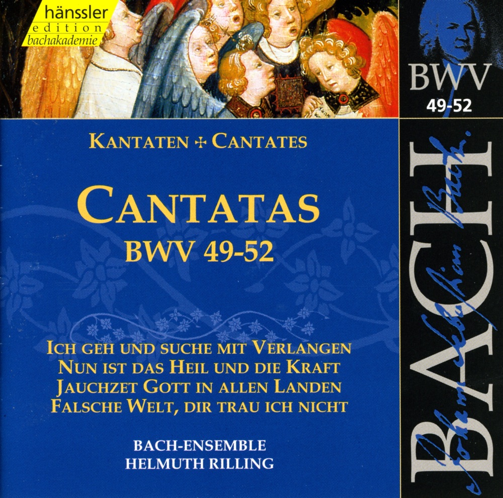 Обложка альбома «Bach, J.S.: Cantatas, Bwv 49-52» — Arleen Auger, Philippe Huttenlocher, Helmuth Rilling, Stuttgart Bach Collegium, Gächinger Kantorei Stuttgart & Württemberg Chamber Orchestra Heilbronn