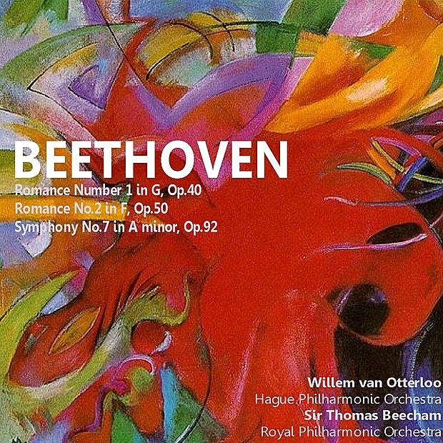 Обложка альбома «Beethoven: Romance No. 1 in G, Romance No. 2, Symphony No. 7» — The Hague Philharmonic, Royal Philharmonic Orchestra, Willem van Otterloo & Sir Thomas Beecham