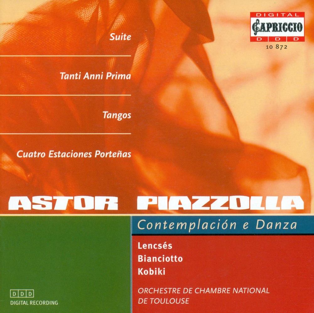Обложка альбома «Piazzolla: Suite for Oboe and String Orchestra, Las Cuatro Estaciones Portenas, 2 Tangos, 2 Pieces, Tanti Anni Prima & Oblivion» — Lajos Lencsés, Toulouse National Chamber Orchestra & Alain Moglia