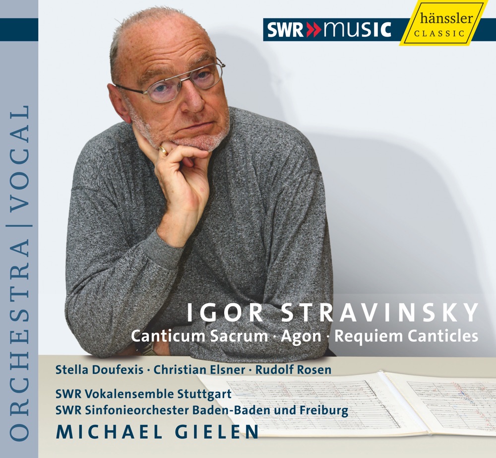 Обложка альбома «Stravinsky, I.: Canticum Sacrum - Agon - Requiem Canticles» — Christian Elsner, Stuttgart Vocal Ensemble, Rudolf Rosen, South West German Radio Symphony Orchestra, Michael Gielen & Stella Doufexis