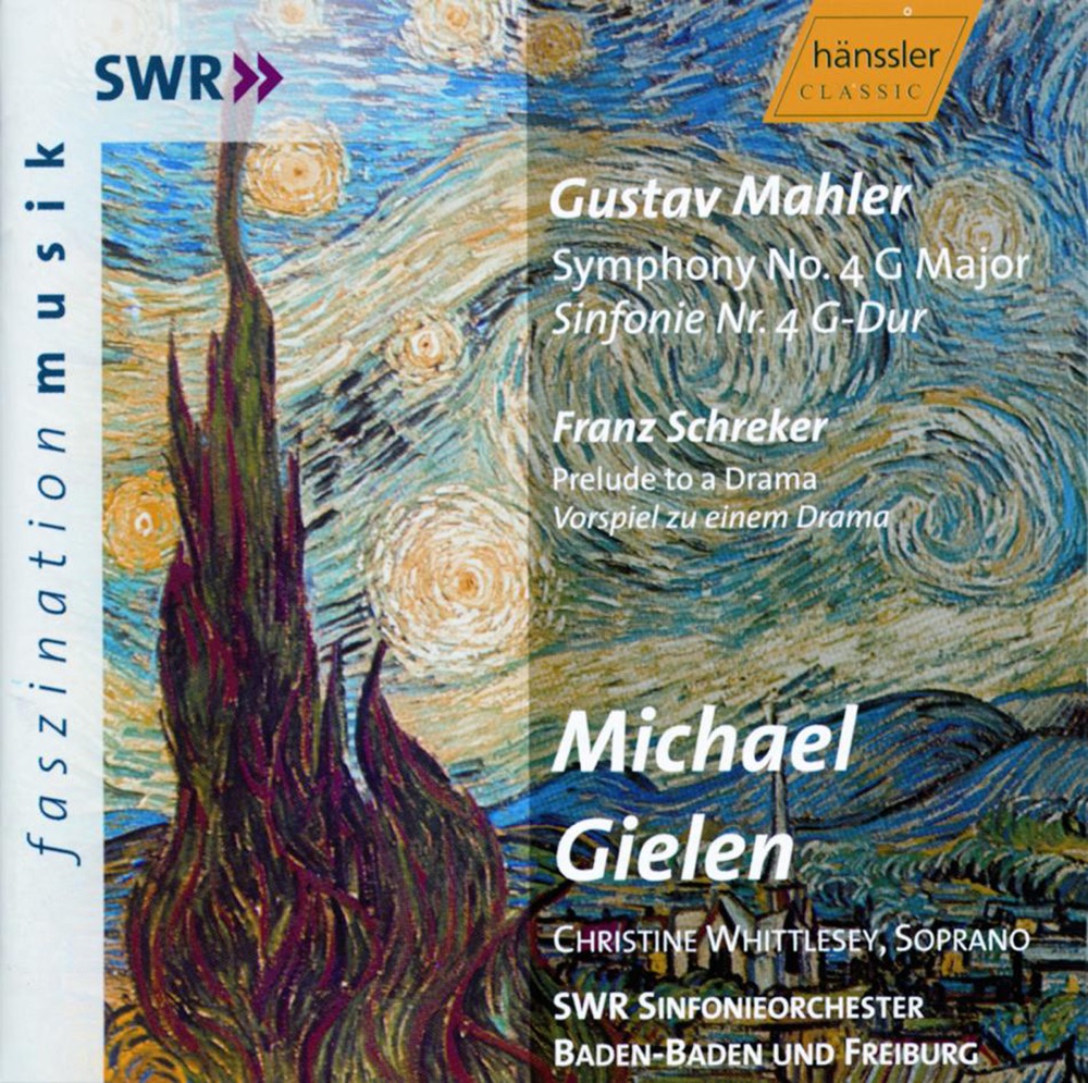 Обложка альбома «Mahler: Symphony No. 4 In G Major - Schreker: Prelude to a Drama» — Christine Whittlesey, Wolfgang Hock, Michael Gielen & South West German Radio Symphony Orchestra, Baden-Baden