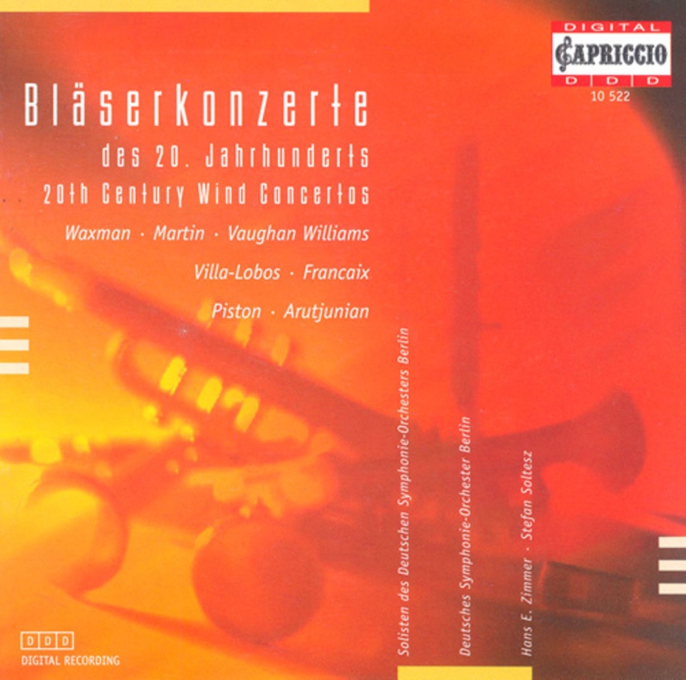 Обложка альбома «Vaughan Williams, R.: Bass Tuba Concerto in F Minor - Francaix, J.: Quadruple Concerto - Waxman, F.: Athaneal (20Th Century Wind Concertos)» — Deutsches Symphonie-Orchester Berlin, Hans E. Zimmer, Joachim Pliquett, Kornelia Brandkamp, Zinaida Tovba, Richard Nahatzki, Jorn Maatz, Martin Ulrich Senn, Marie Luise Moderson, Jorg Fadle, Hans Lemke, Peter Hollerbuhtl, Marianna Schmidt & Stefan Soltesz