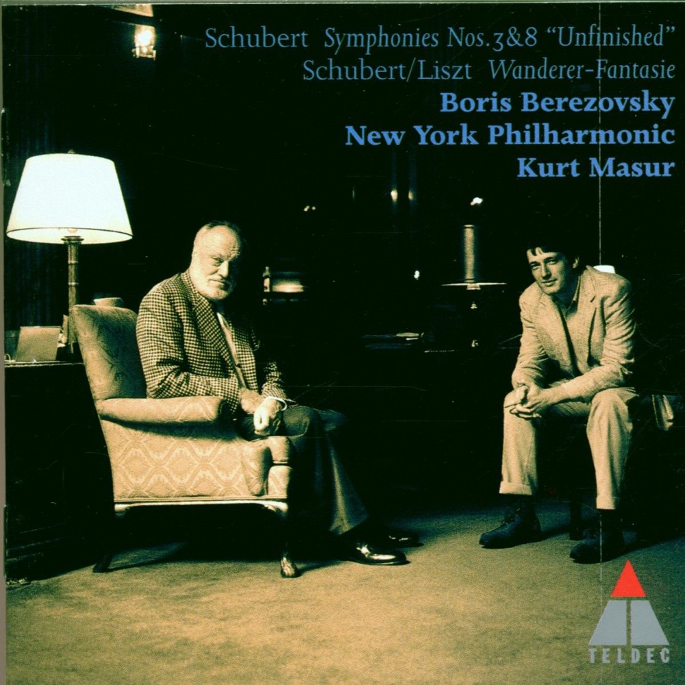 Обложка альбома «Schubert: Symphonies Nos 3, 8 & Wanderer Fantasy» — Boris Berezovsky, Kurt Masur & New York Philharmonic