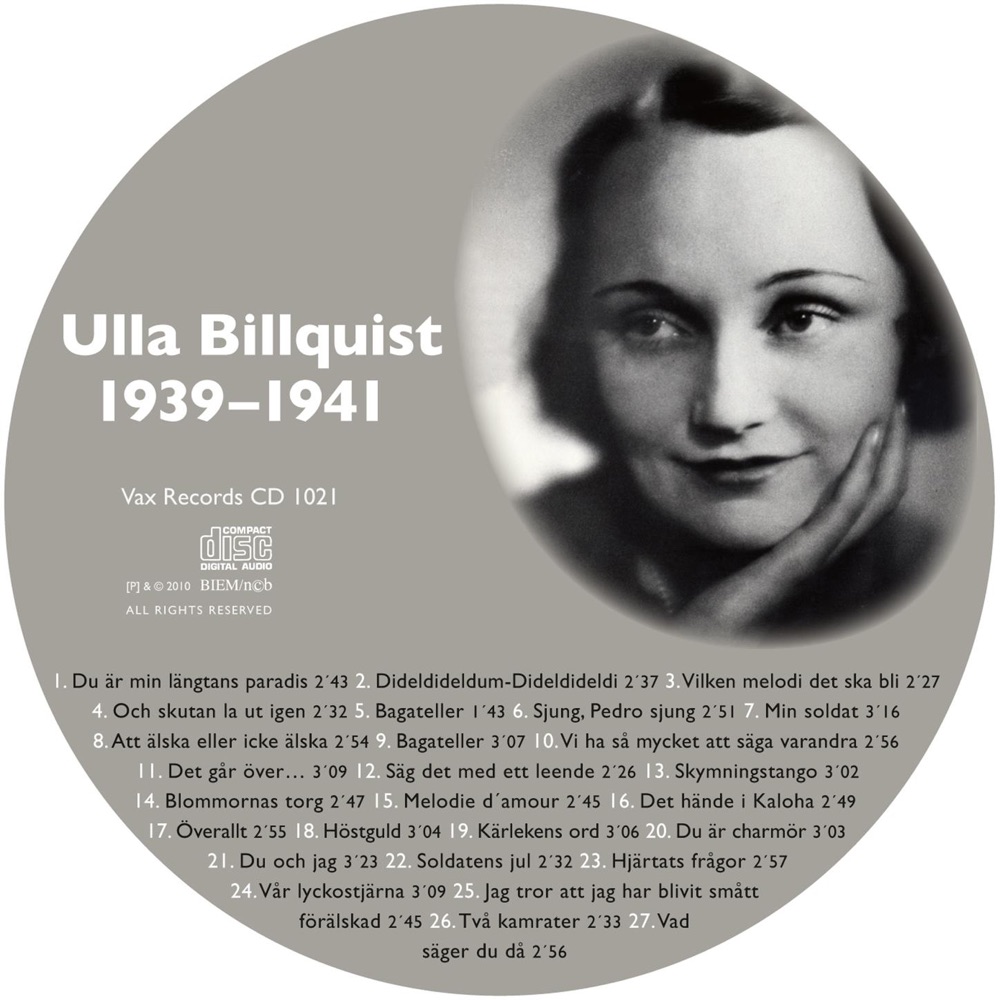 Обложка альбома «Den Kompletta Ulla Billquist 1939-1941» — Ulla Billquist