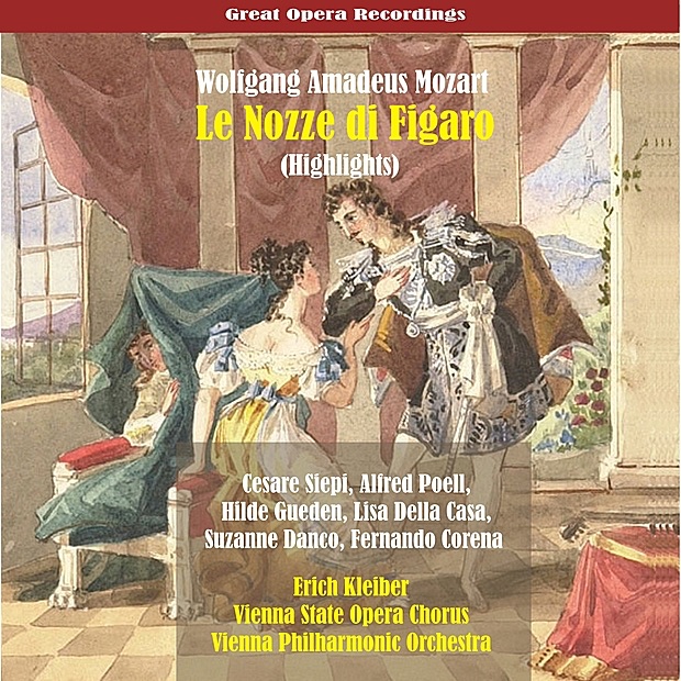 Обложка альбома «Mozart: Le Nozze di Figaro [1955] (Highlights)» — Erich Kleiber, Chorus of the Vienna State Opera, Anny Felbermayer, Hilde Rössel-Majdan, Murray Dickie, Cesare Siepi, Harald Pröglhöf, Alfred Poell, Hilde Gueden, Lisa Della Casa, Suzanne Danco, Fernando Corena, Hugo Meyer-Welfing & Vienna Philharmonic