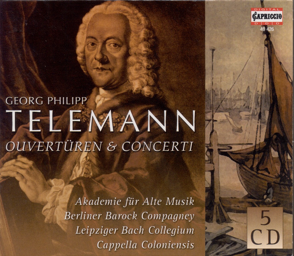 Обложка альбома «Telemann, G.P.: Overtures - Concertos - Chamber Music» — Cappella Coloniensis, Hans-Martin Linde, Béla Bánfalvi, Reinhold Friedrich, Alain De Rudder, Holger Bronner, Budapest Strings, Helmut Winschermann, German Bach Soloists, Wolfgang Basch, Albert Oesterle, Christine Schornsheim, Academy for Ancient Music Berlin, Siegfried Pank, Ab Koster, Jan Schröder, Eckart Haupt, Dresden Baroque Soloists, Christoph Huntgeburth, Berliner Barock-Compagney, Leipzig Bach Collegium, Karl-Heinz Passin, Klaus Peter Gutz, Georg Fischer, Konrad Hunteler & Günther Höller