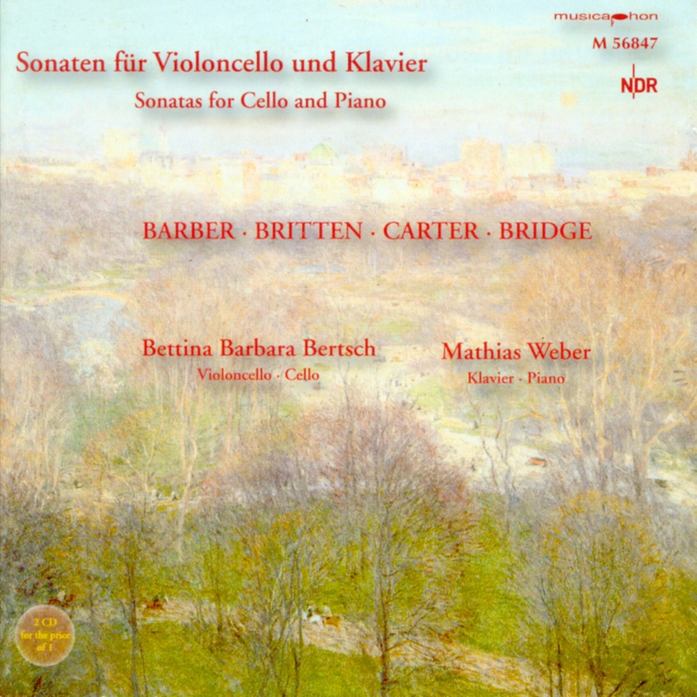 Обложка альбома «Cello Recital: Bertsch, Bettina Barbara - Barber, S. - Carter, E. - Bridge, F. - Britten, B.» — Mathias Weber & Bettina Barbara Bertsch